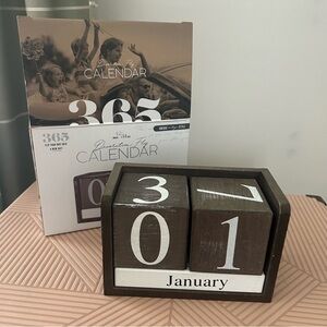 365 Wooden Perpetual Calendar Brown Decoration Flip Farmhouse Neutral Decor Cute